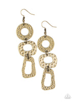 Prehistoric Prowl - Brass Earrings Paparazzi