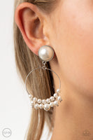 Seize Your Moment - White Clip-on Earrings Paparazzi