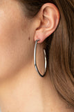 Rough It Up - Black Hoop Earring Paparazzi