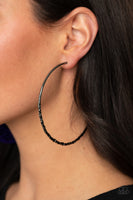Embellished Edge - Black Hoop Earrings Paparazzi