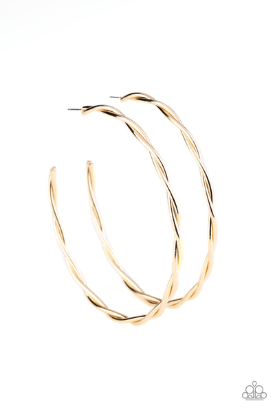 Out of Control Curves - Gold Hoop Earrings Paparazzi