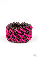 Cozy in Cozumel - Pink Wooden Bracelet