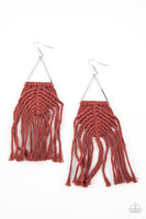 Macrame Jungle - Brown Macrame Earrings Paparazzi