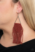 Macrame Jungle - Brown Macrame Earrings Paparazzi