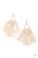 Modern Day Macrame - White Earrings Paparazzi