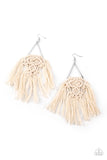 Modern Day Macrame - White Earrings Paparazzi