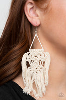 Modern Day Macrame - White Earrings Paparazzi