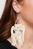 Modern Day Macrame - White Earrings Paparazzi