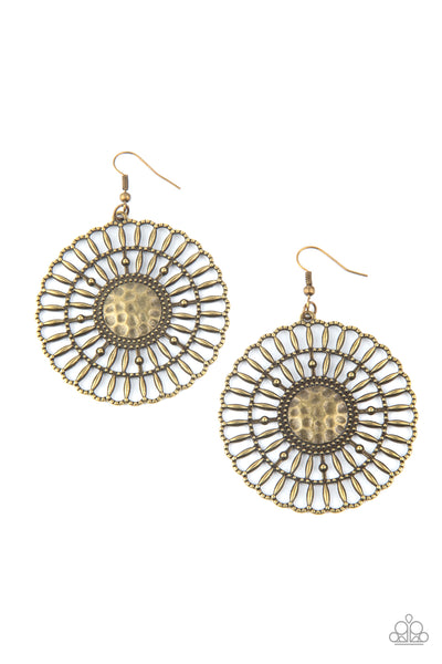 Rustic Groves - Brass Earrings Paparazzi