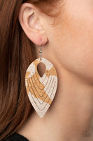 Cork Cabana - White Earrings Paparazzi