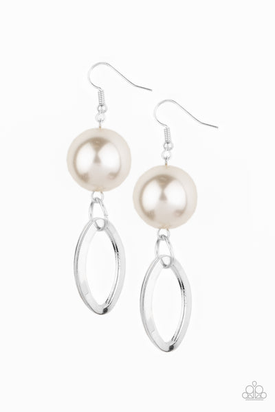 Big Spender Shimmer - White Earrings Paparazzi