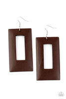 Totally Framed - Brown Wooden Earrings Paparazzi