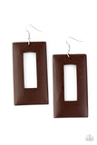 Totally Framed - Brown Wooden Earrings Paparazzi