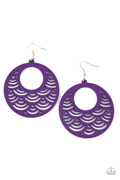 SEA Le Vie! - Purple Wooden Earrings Paparazzi
