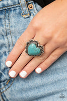 Desert Desire - Blue Turquoise Heart Ring Paparazzi