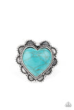 Desert Desire - Blue Turquoise Heart Ring Paparazzi