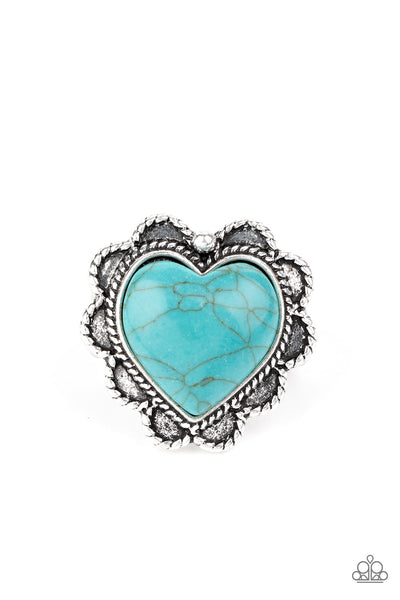 Desert Desire - Blue Turquoise Heart Ring Paparazzi