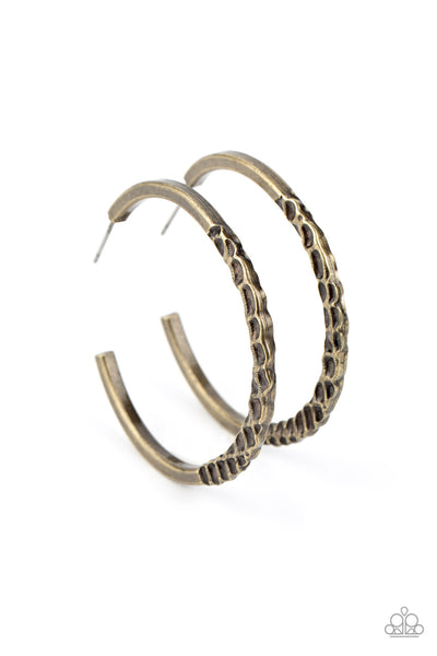 Imprinted Intensity - Brass Earrings Paparazzi