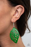 LEAF Em Hanging - Green Earrings Paparazzi