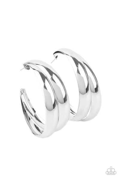 Colossal Curves - Silver Hoop Earrings Paparazzi