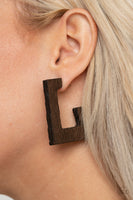 The Girl Next OUTDOOR - Brown Wooden Earrings Paparazzi