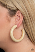 I WOOD Walk 500 Miles - White Hoop Earrings Paparazzi