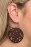 Fresh Off The Vine - Brown Wooden Earrings Paparazzi