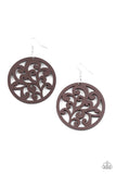 Fresh Off The Vine - Brown Wooden Earrings Paparazzi