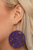 Fresh Off The Vine - Purple Wooden Earrings Paparazzi
