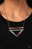 Triangulated Twinkle - Red Necklace Paparazzi