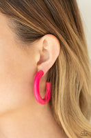 Woodsy Wonder - Pink Wooden Earrings Paparazzi
