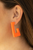 The Girl Next OUTDOOR - Orange Wooden Earrings Paparazzi