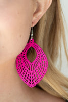 One Beach At A Time - Pink Wooden Earrings