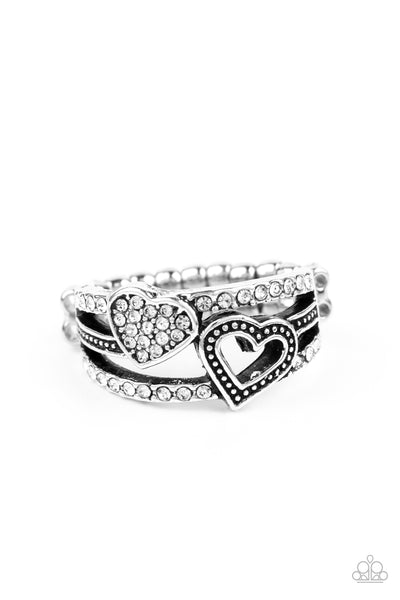 You Make My Heart BLING - White Heart Ring Paparazzi