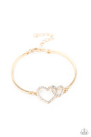 Cupid is Calling - Gold Heart Bracelet Paparazzi