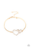 Cupid is Calling - Gold Heart Bracelet Paparazzi