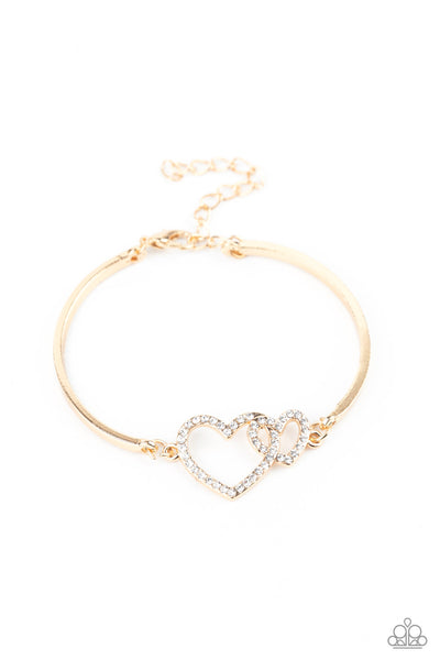 Cupid is Calling - Gold Heart Bracelet Paparazzi