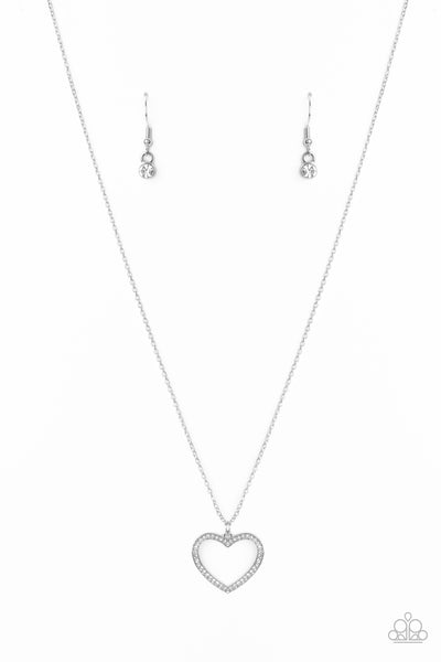 GLOW by Heart - White Heart Necklace Paparazzi