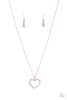 GLOW by Heart - Rose Gold Heart Necklace Paparazzi