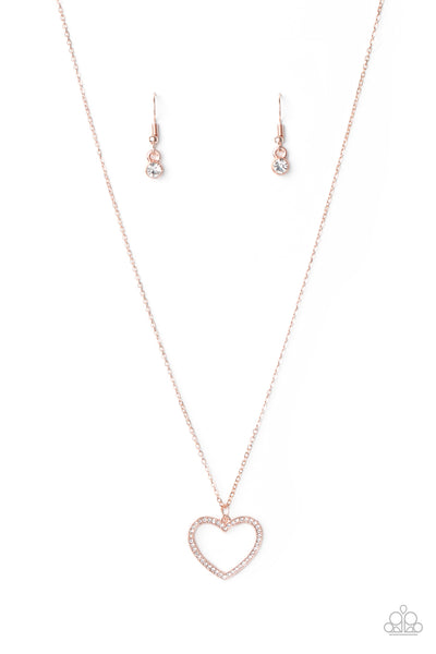 GLOW by Heart - Rose Gold Heart Necklace Paparazzi