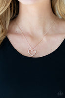 GLOW by Heart - Rose Gold Heart Necklace Paparazzi