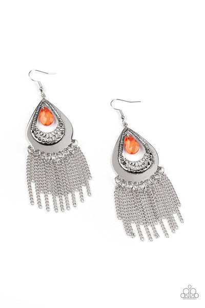 Scattered Storms - Orange Earrings Paparazzi