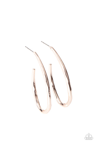 Totally Hooked - Rose Gold Earrings Paparazzi