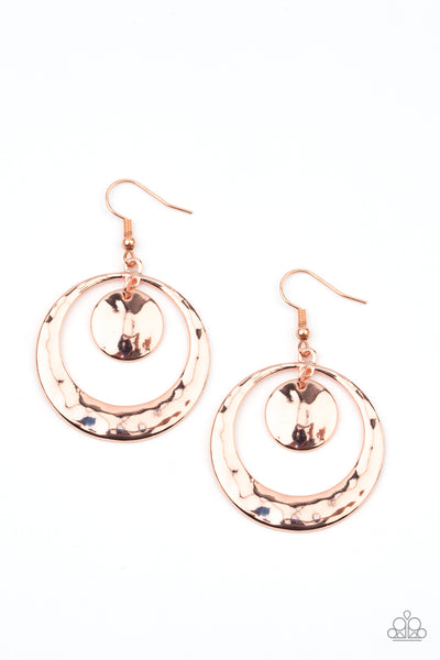 Rounded Radiance - Copper Earrings Paparazzi