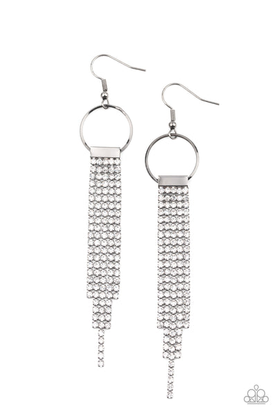 Tapered Twinkle - White Earrings Paparazzi