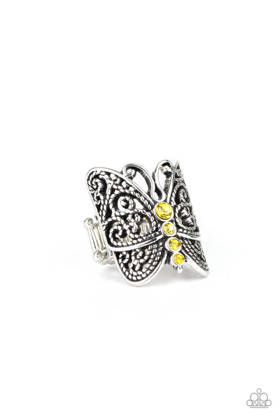 Butterfly Bling - Yellow Ring Paparazzi