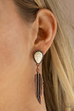 Totally Tran-QUILL - Copper Earrings Paparazzi