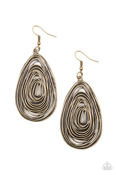 Rural Ripples - Brass Earrings Paparazzi