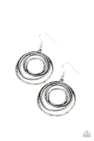 Spiraling Out of Control - Silver Earrings Paparazzi