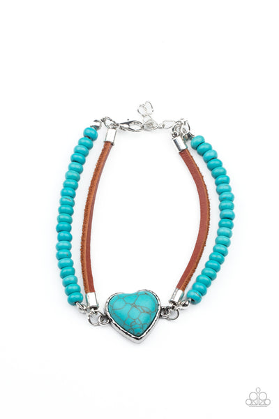 Charmingly Country - Blue Heart Bracelet Paparazzi